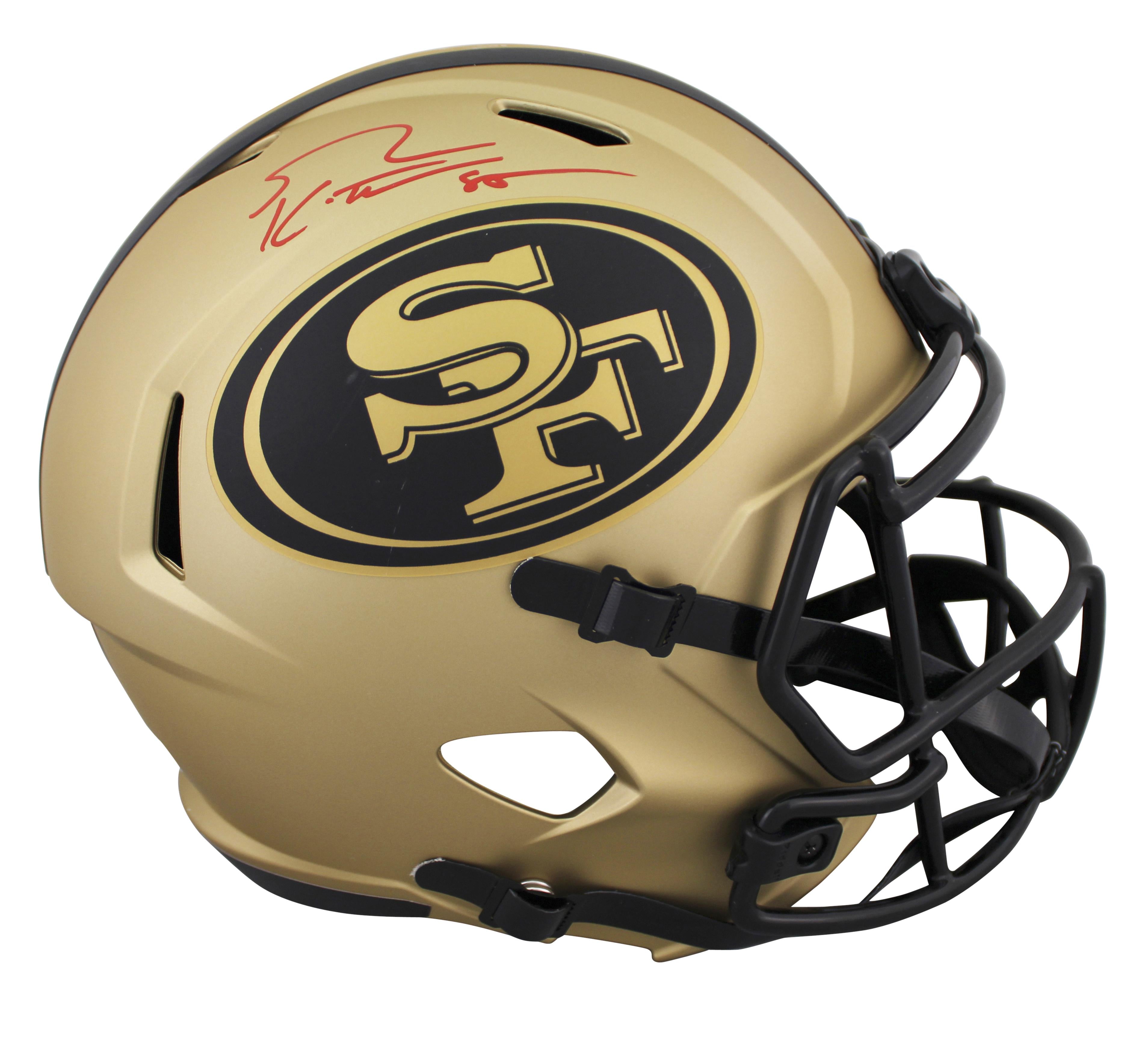 Authentic George Kittle Autographed 49ers Rave Alternate Full-Size Speed Helmet Beckett COA