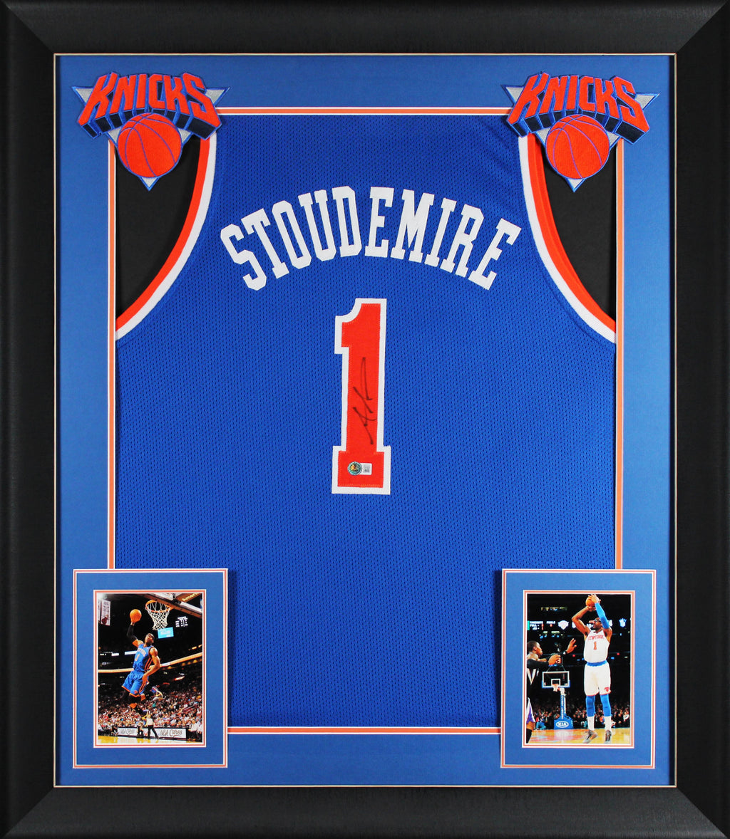 Authentic Amar’e Stoudemire Autographed Knicks Custom Framed Jersey Beckett COA