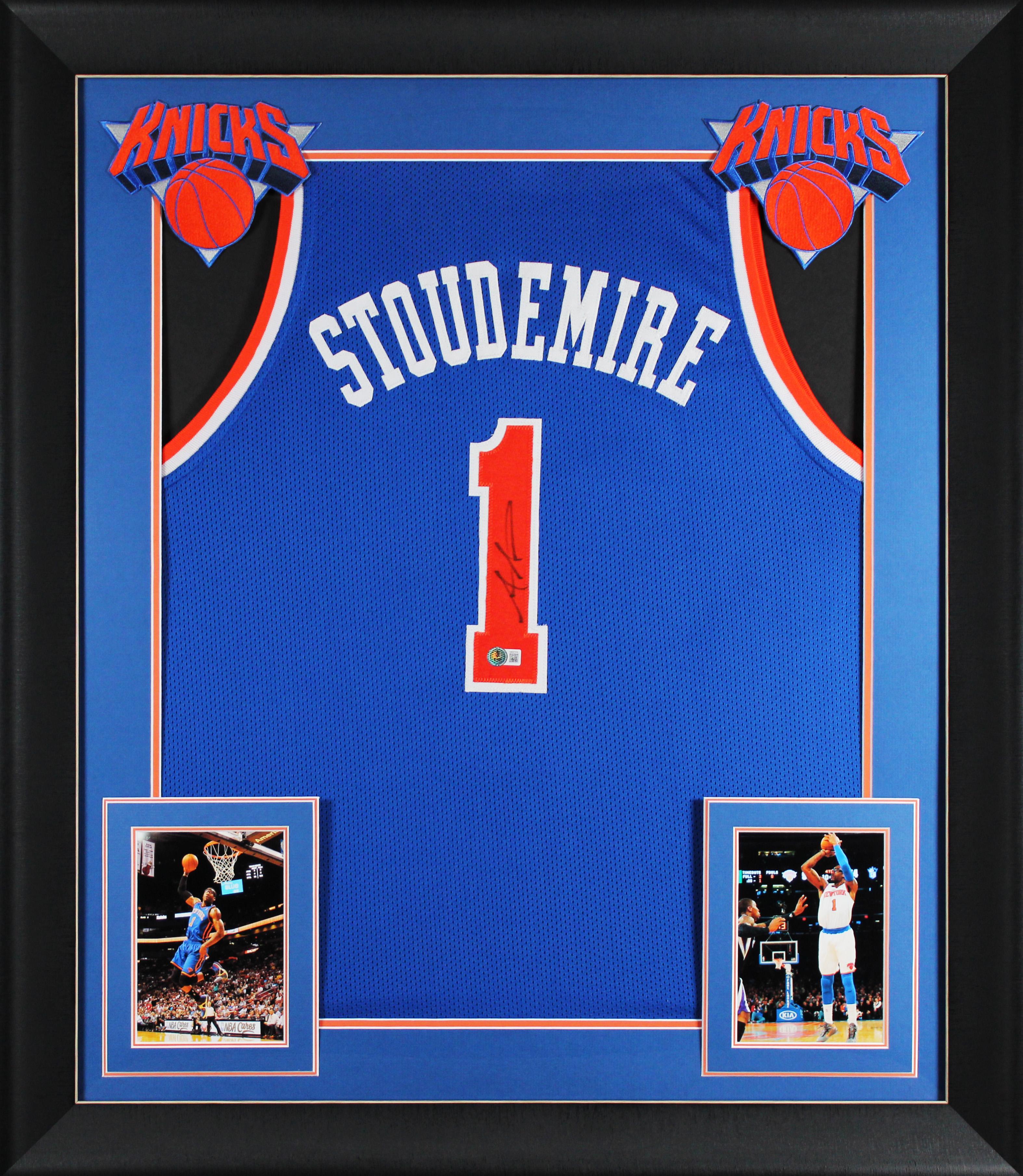 Authentic Amar’e Stoudemire Autographed Knicks Custom Framed Jersey Beckett COA