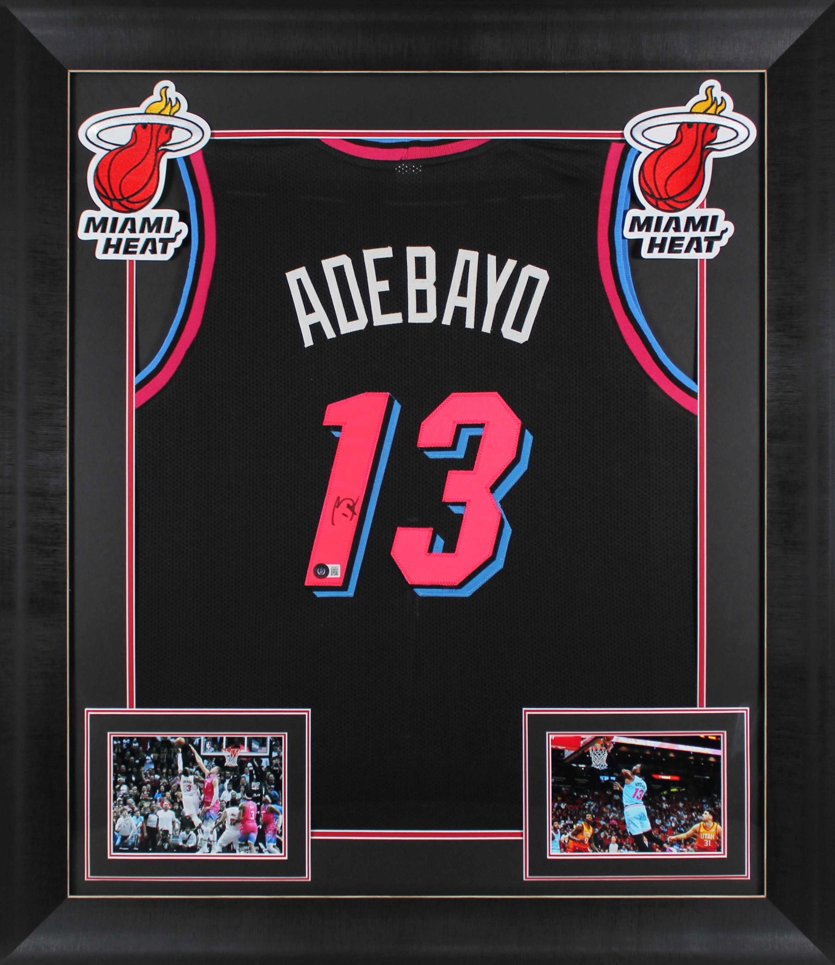 Authentic Bam Adebayo Autographed Heat Custom Framed Jersey Display Beckett COA