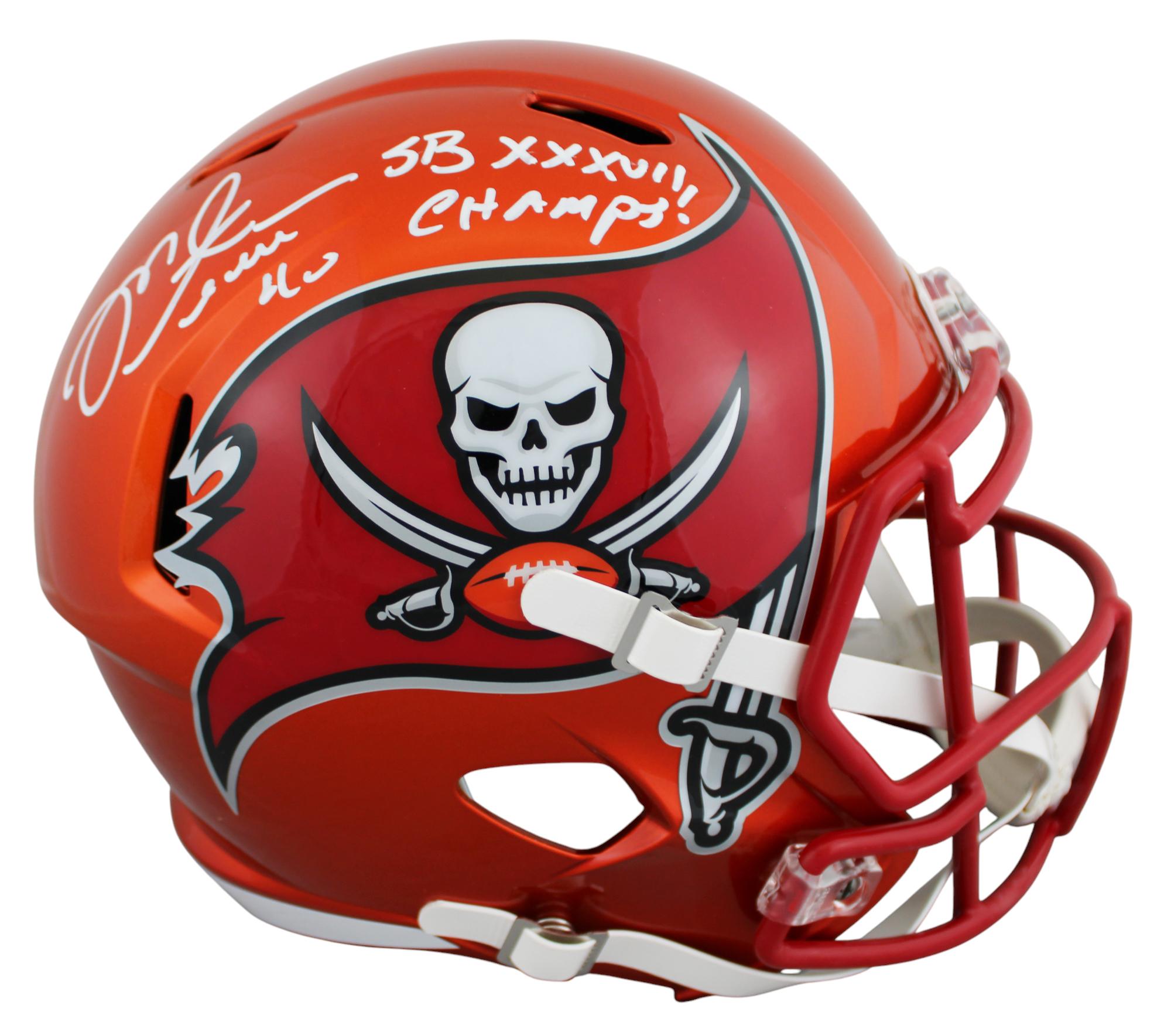 Authentic Mike Alstott Autographed Buccaneers Flash Alternate Speed Helmet SB XXXVII Beckett COA