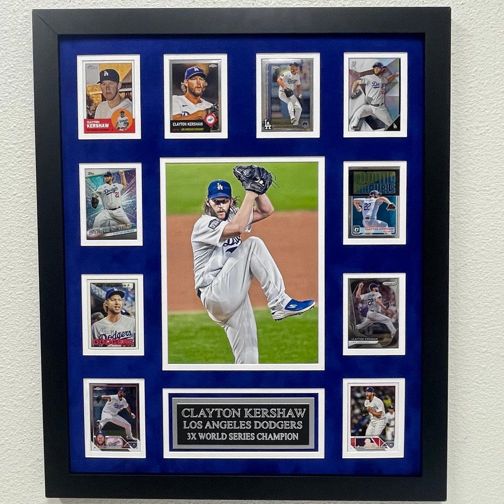 Clayton Kershaw Dodgers Custom Framed Photo Display with (10) Trading Cards