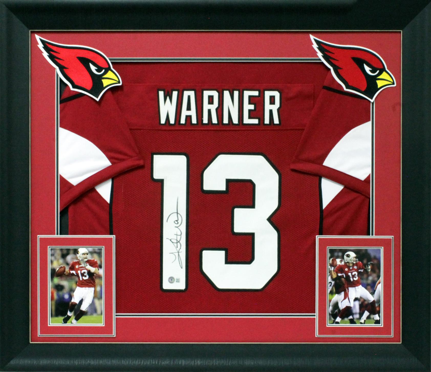 Kurt Warner Autographed Framed Football Jersey Display | Beckett Certified Signature | NFL Hall of Famer