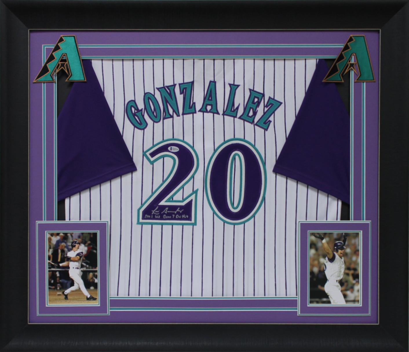 Authentic Luis Gonzalez Autographed Custom Framed Jersey Display 2001 WS G7 Beckett COA