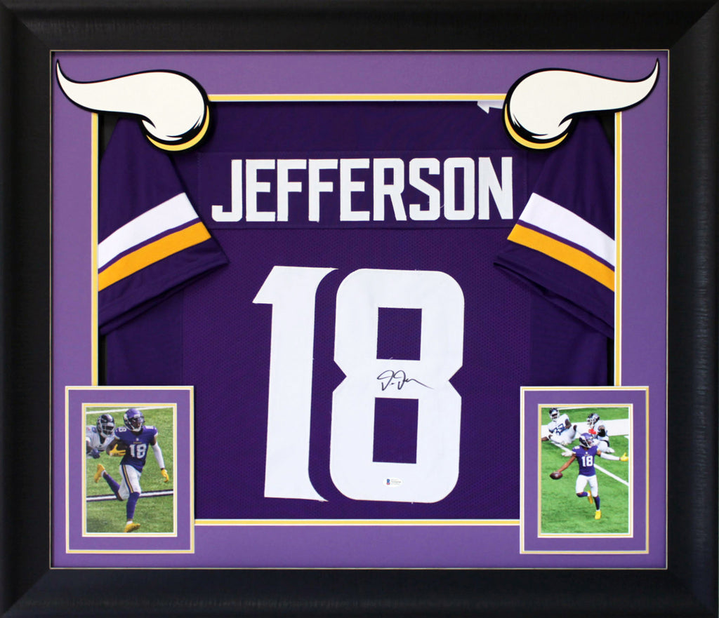 Authentic Justin Jefferson Autographed Custom Framed Jersey Display Beckett COA