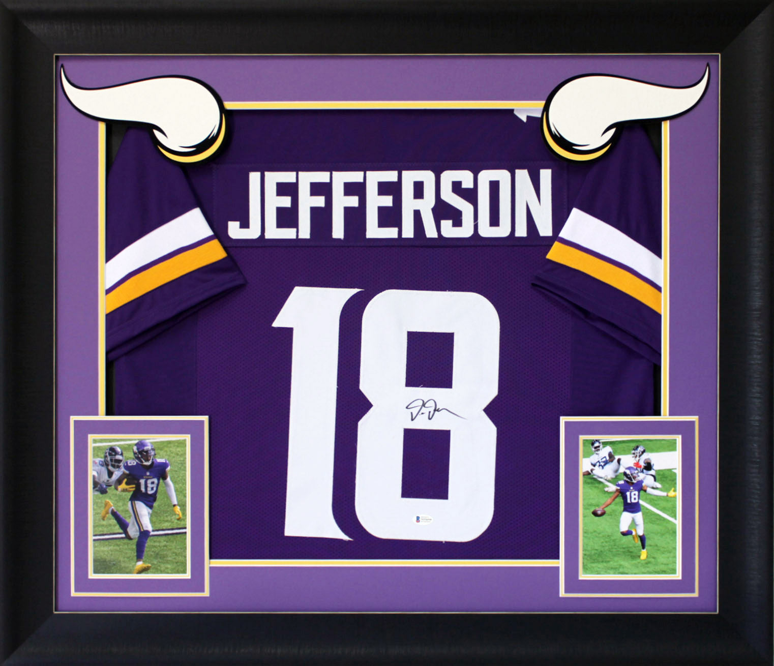 Authentic Justin Jefferson Autographed Custom Framed Jersey Display Beckett COA
