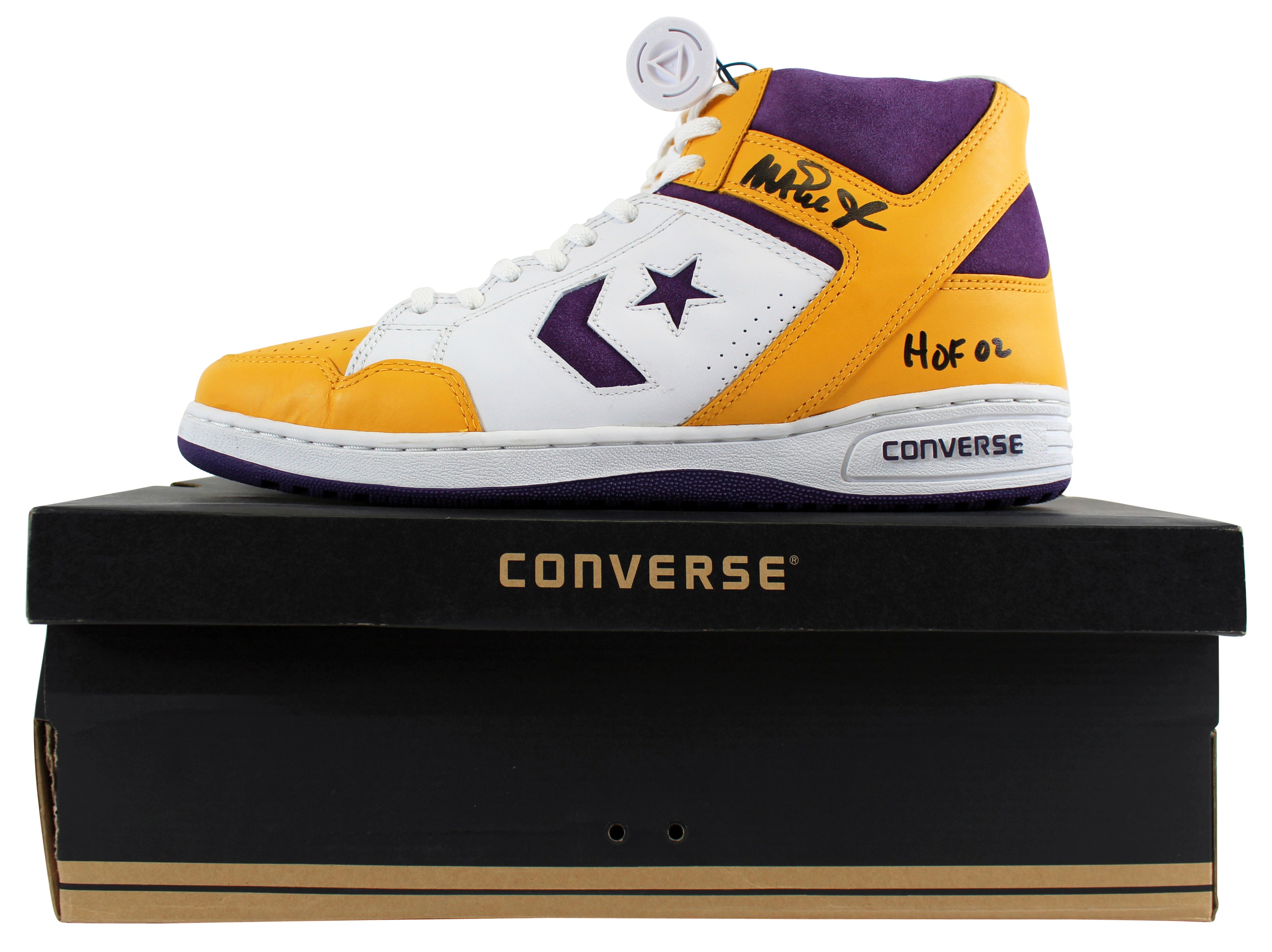 Authentic Magic Johnson Autographed Vintage Size 15  Converse Basketball Shoes HOF 02 Beckett COA