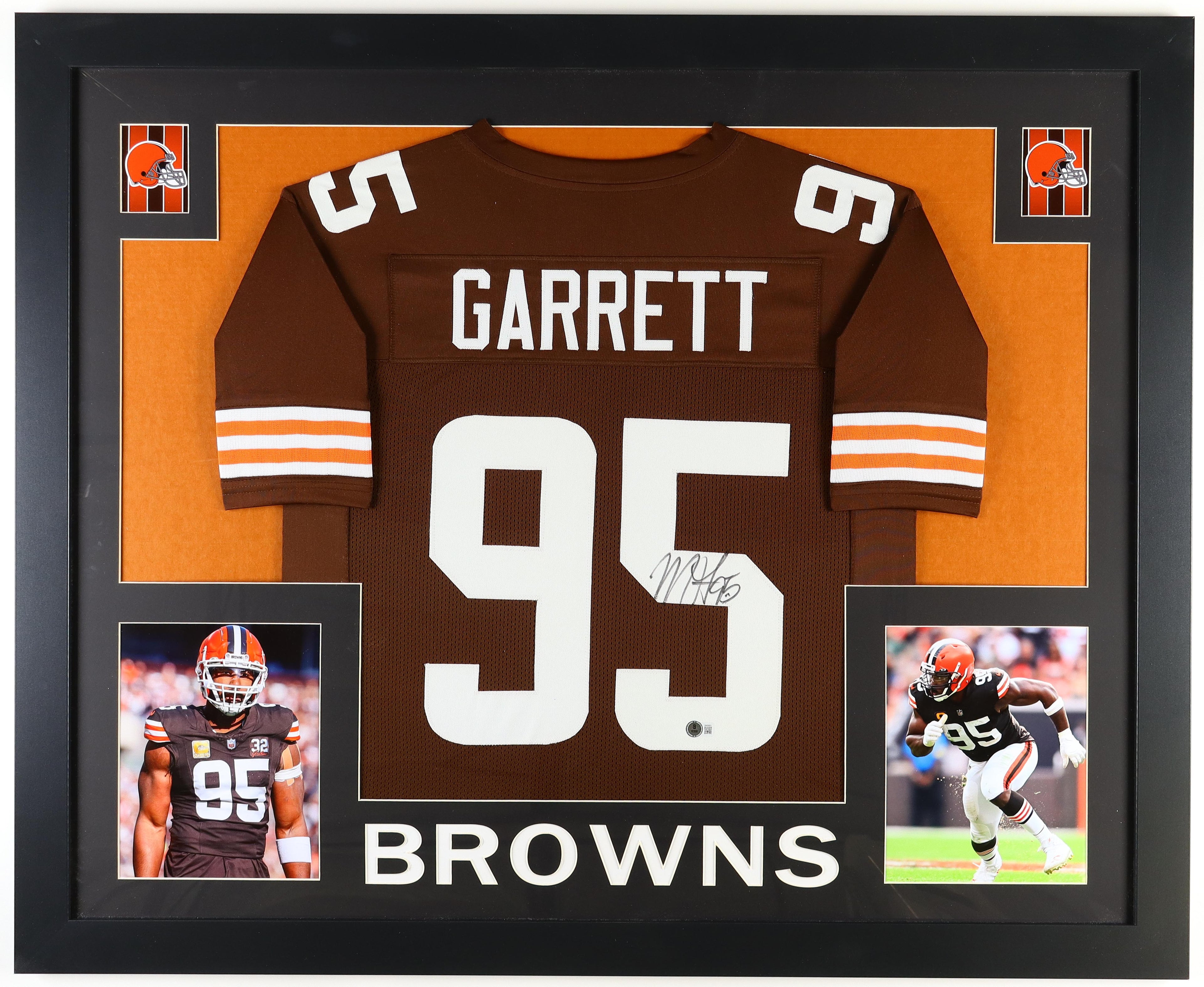 Authentic Myles Garrett Autographed Custom Framed Jersey Display Beckett COA