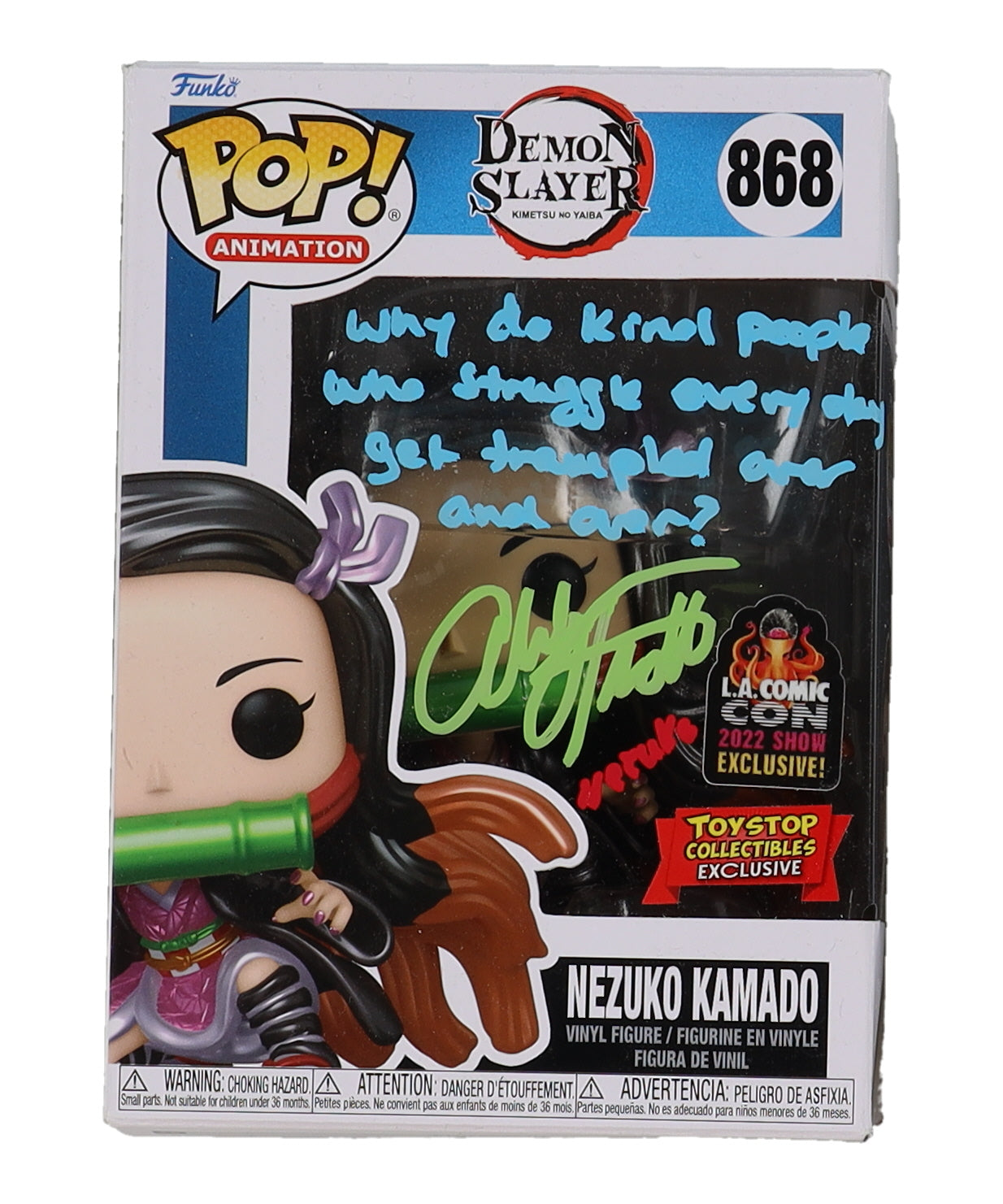 Abby Trott Signed "Demon Slayer" #868 Nezuko Kamado Funko Pop! Vinyl Figure with Extensive Inscription (JSA)