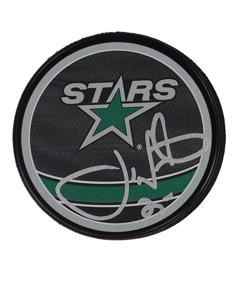 Joe Nieuwendyk Signed Stars Logo Hockey Puck