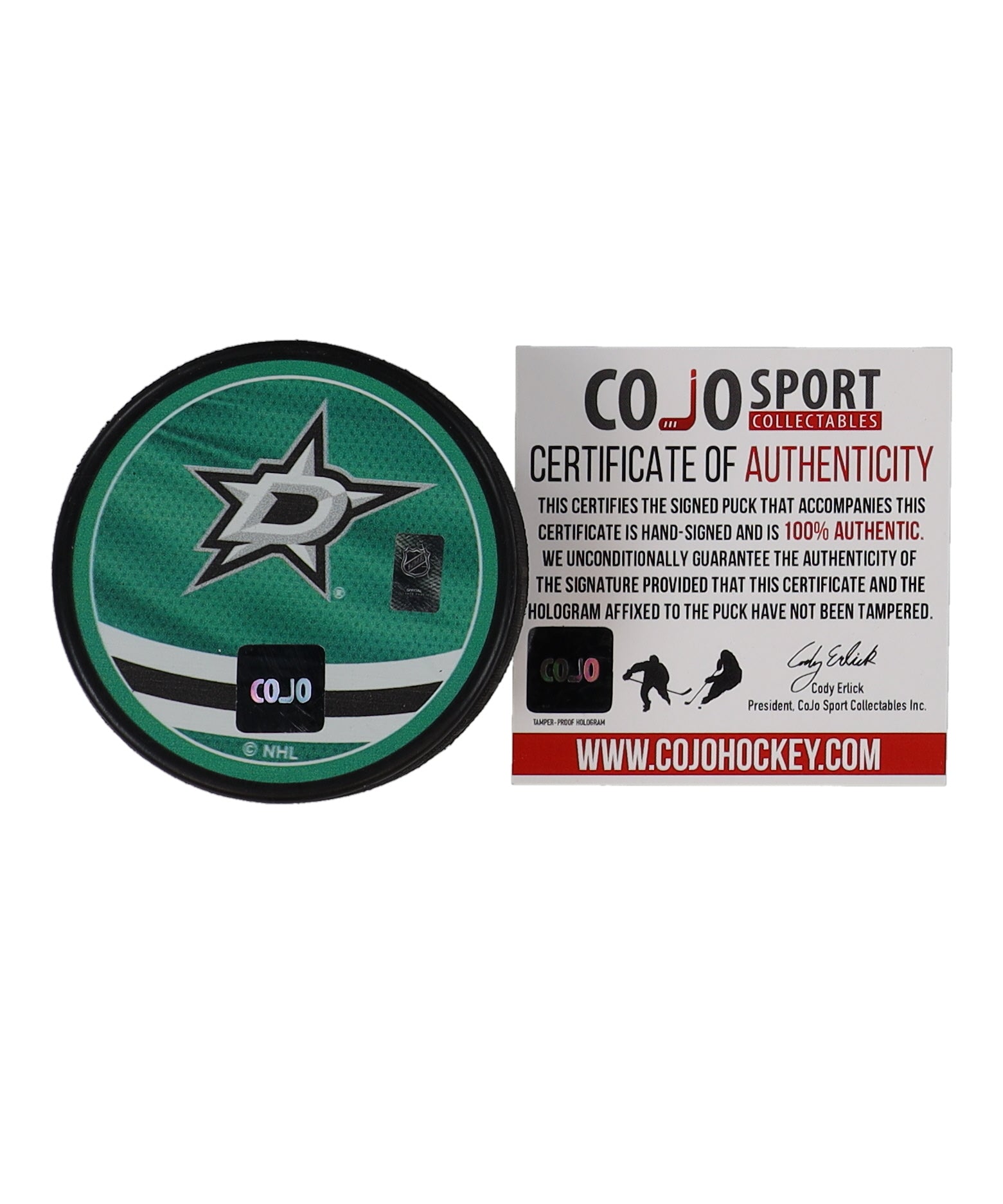 Joe Nieuwendyk Signed Stars Logo Hockey Puck