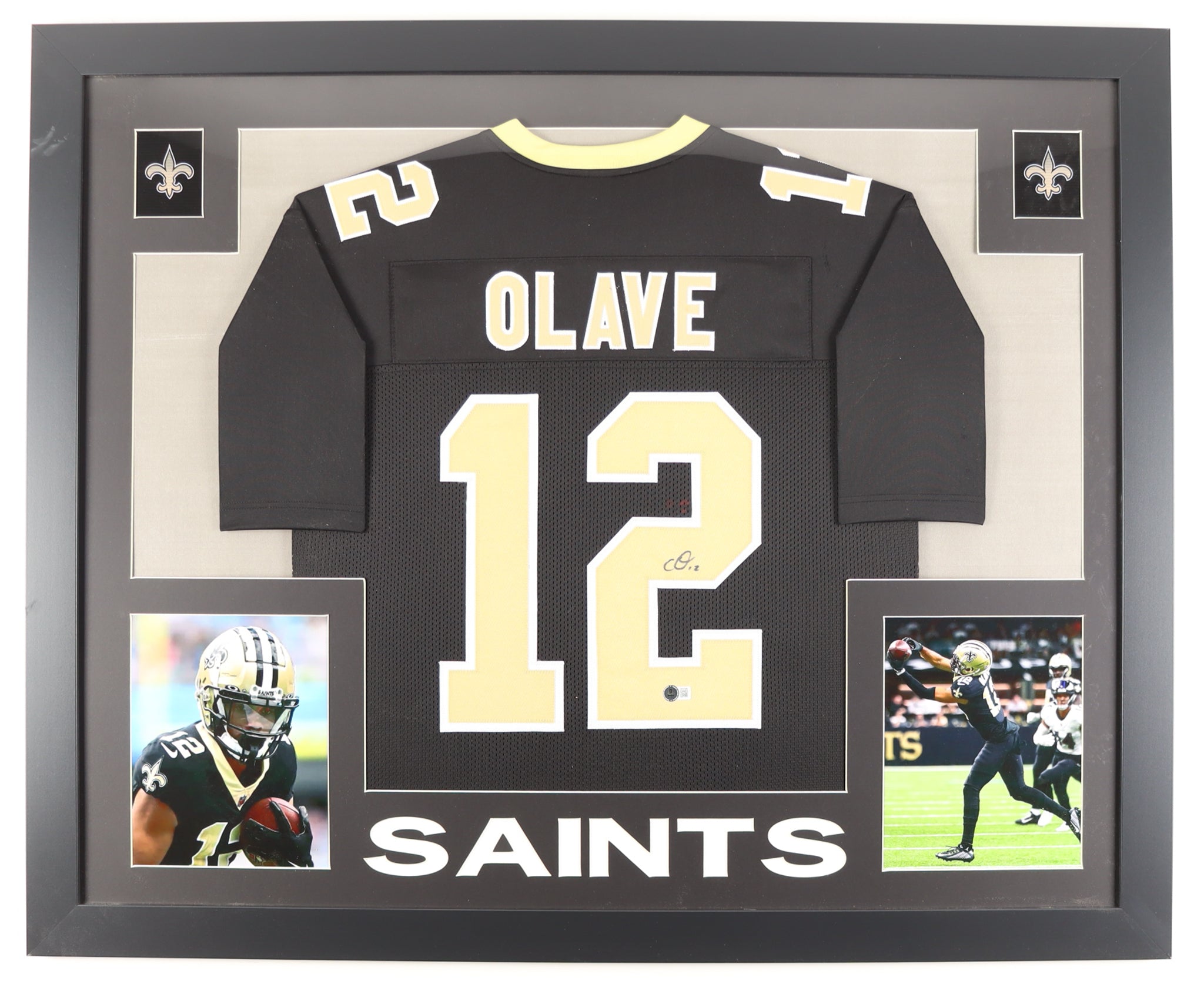 Chris Olave Signed Custom Framed Jersey Display