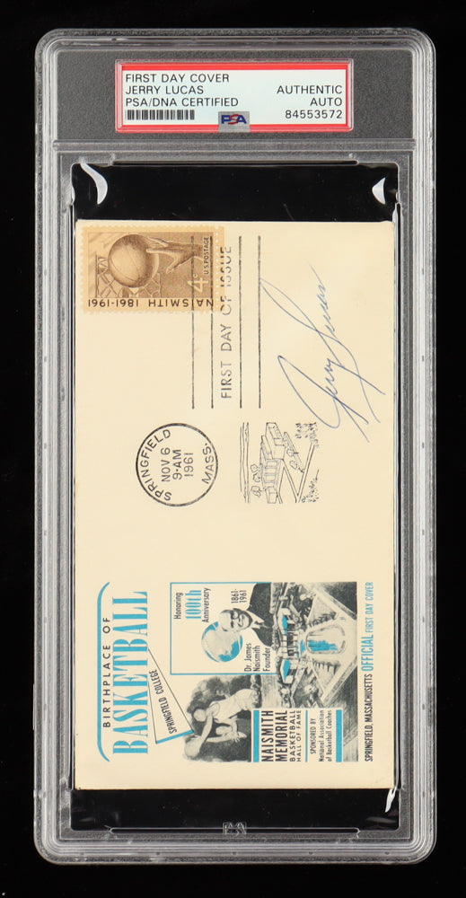 Authentic Jerry Lucas Autographed 1961 Birthplace of Basketball FDC Envelope PSA COA