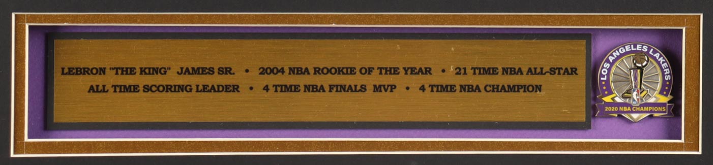 LeBron James Custom Framed Jersey Display | 2020 NBA Finals Champions Pin, Lakers Patches & Career Stats Plaque