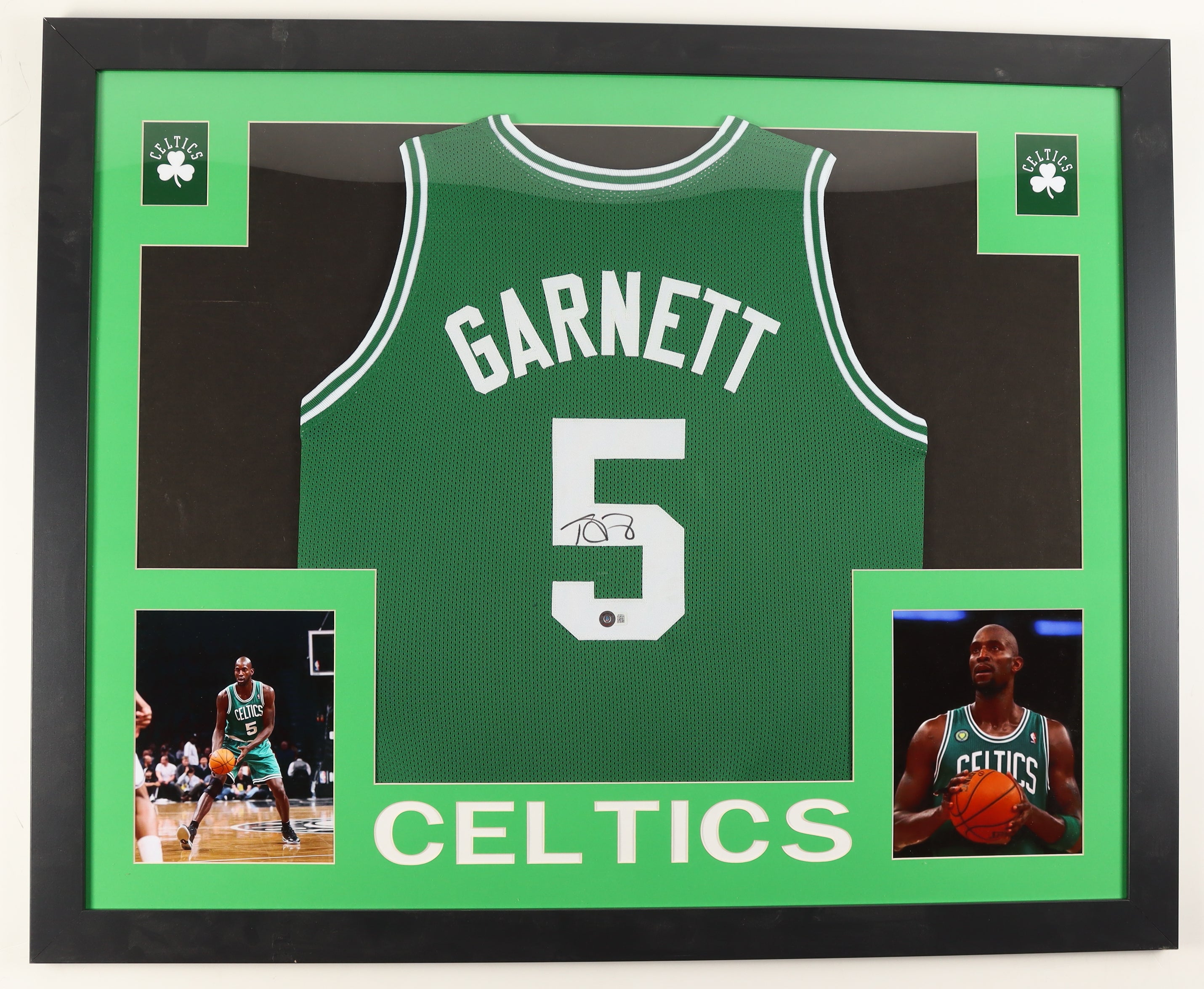 Authentic Kevin Garnett Autographed Custom Framed Jersey Display Beckett COA