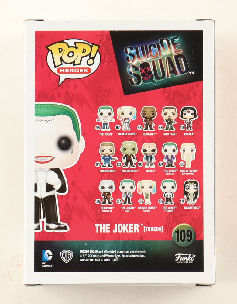 Authentic Jared Leto Autographed Suicide Squad 109 The Joker Tuxedo Funko Pop ACOA COA
