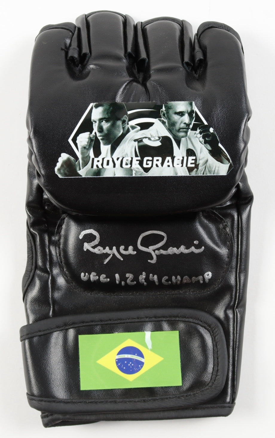 Royce Gracie Signed Custom Brazil MMA Fight Glove Inscribed "UFC 1, 2 & 4 Champ" (Beckett)