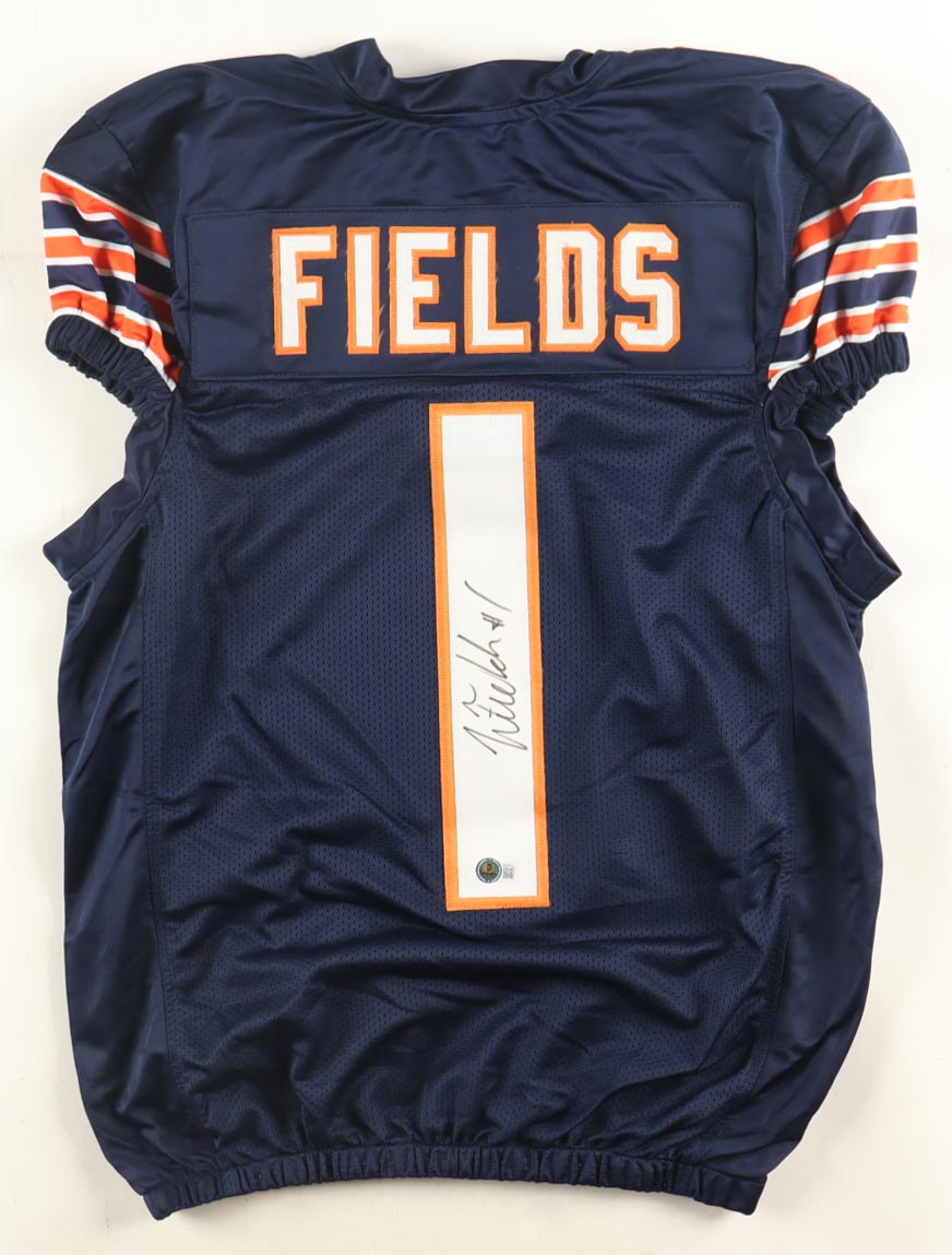 Justin Fields Autographed Chicago Bears Football Jersey | Beckett Certified Signature | NFL Memorabilia