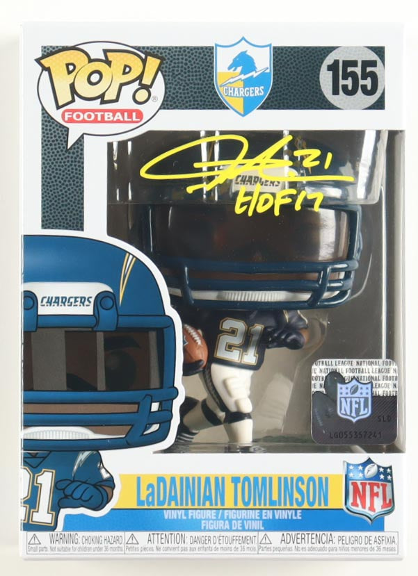LaDainian Tomlinson Signed Chargers #155 Funko Pop! Vinyl Figure Inscribed "HOF 17" (Beckett)