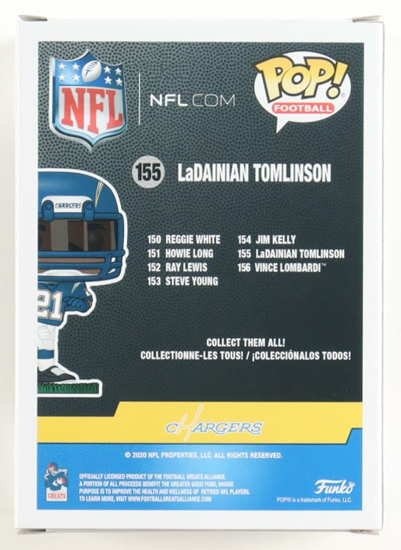 LaDainian Tomlinson Signed Chargers #155 Funko Pop! Vinyl Figure Inscribed "HOF 17" (Beckett)