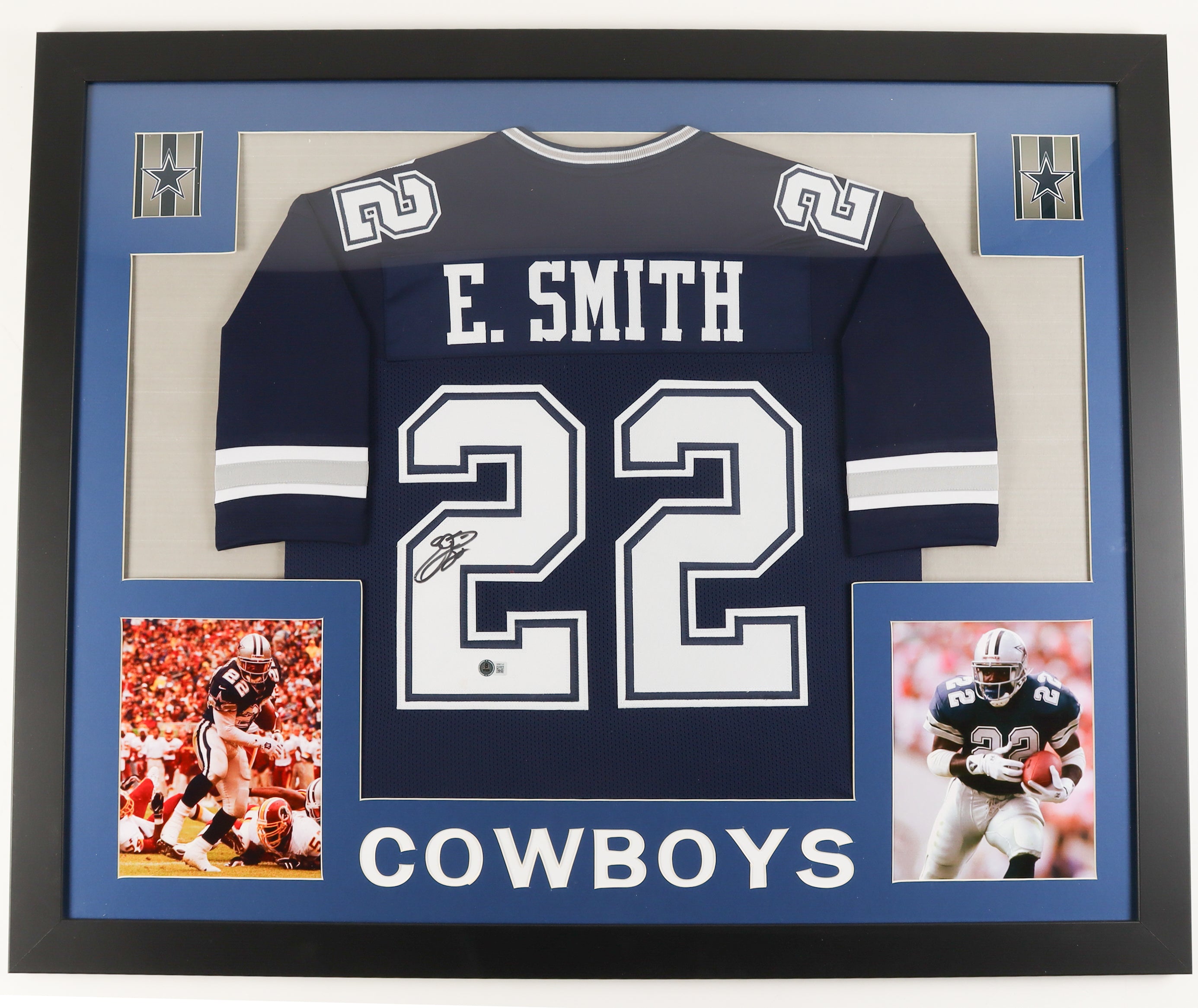 Emmitt Smith Signed Custom Framed Jersey Display (Beckett)