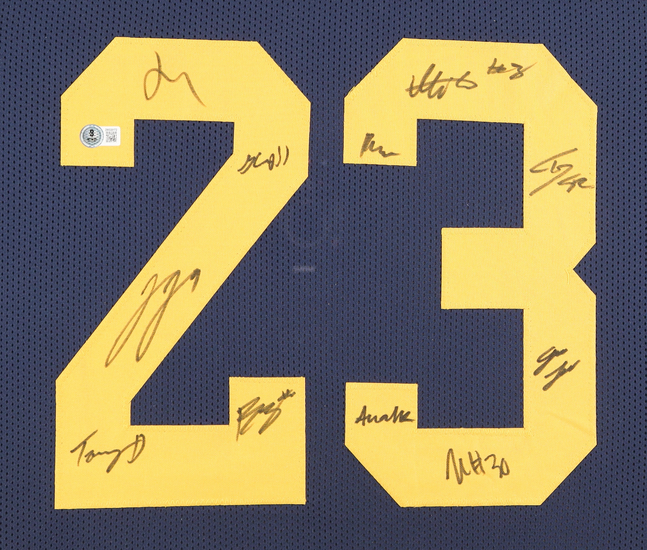 Authentic 2023 Michigan Wolverines National Champions Autographed Custom Framed Jersey Display Beckett COA