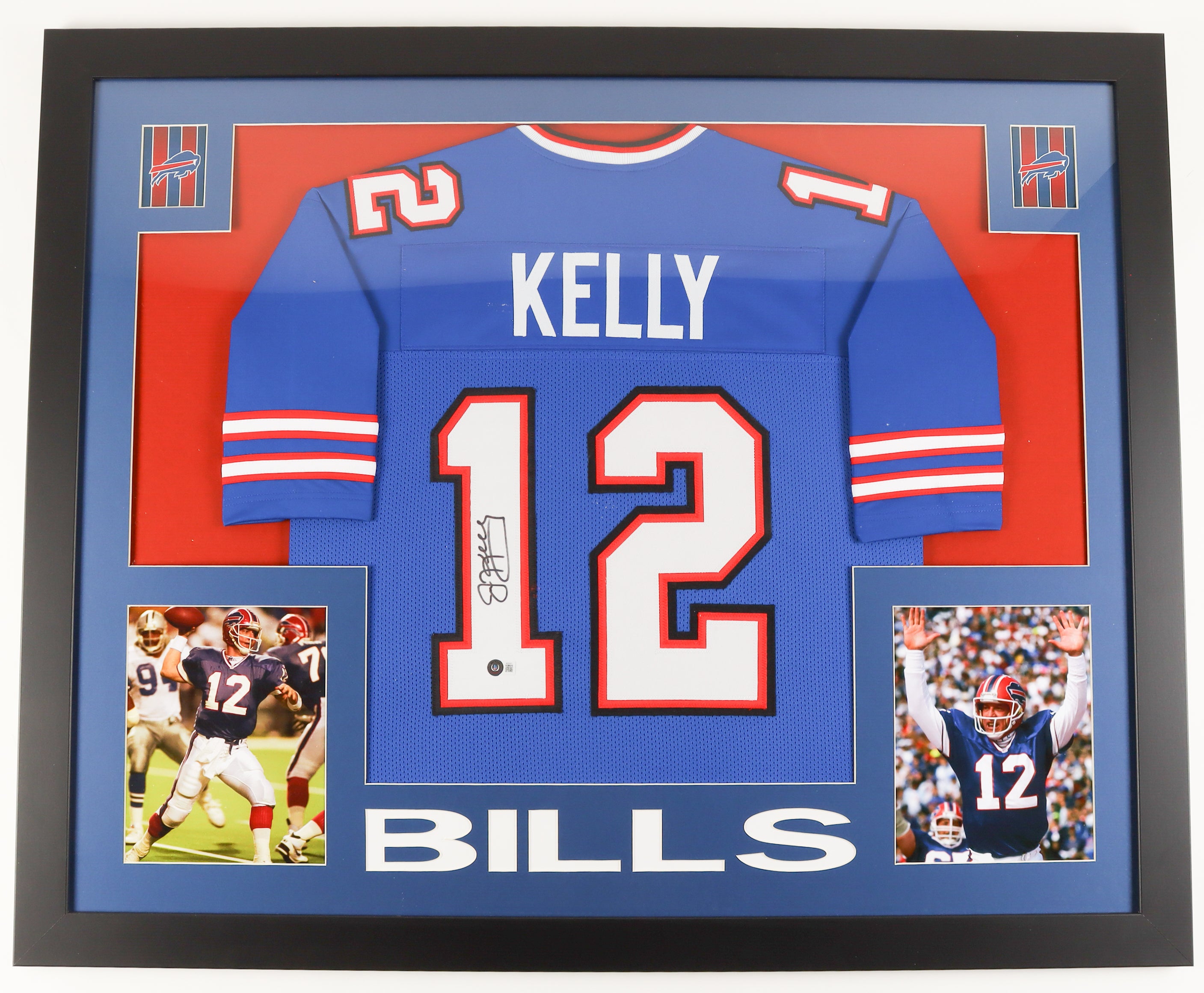 Jim Kelly Autographed Custom Framed Football Jersey Display | Beckett Certified Signature | NFL Hall of Famer