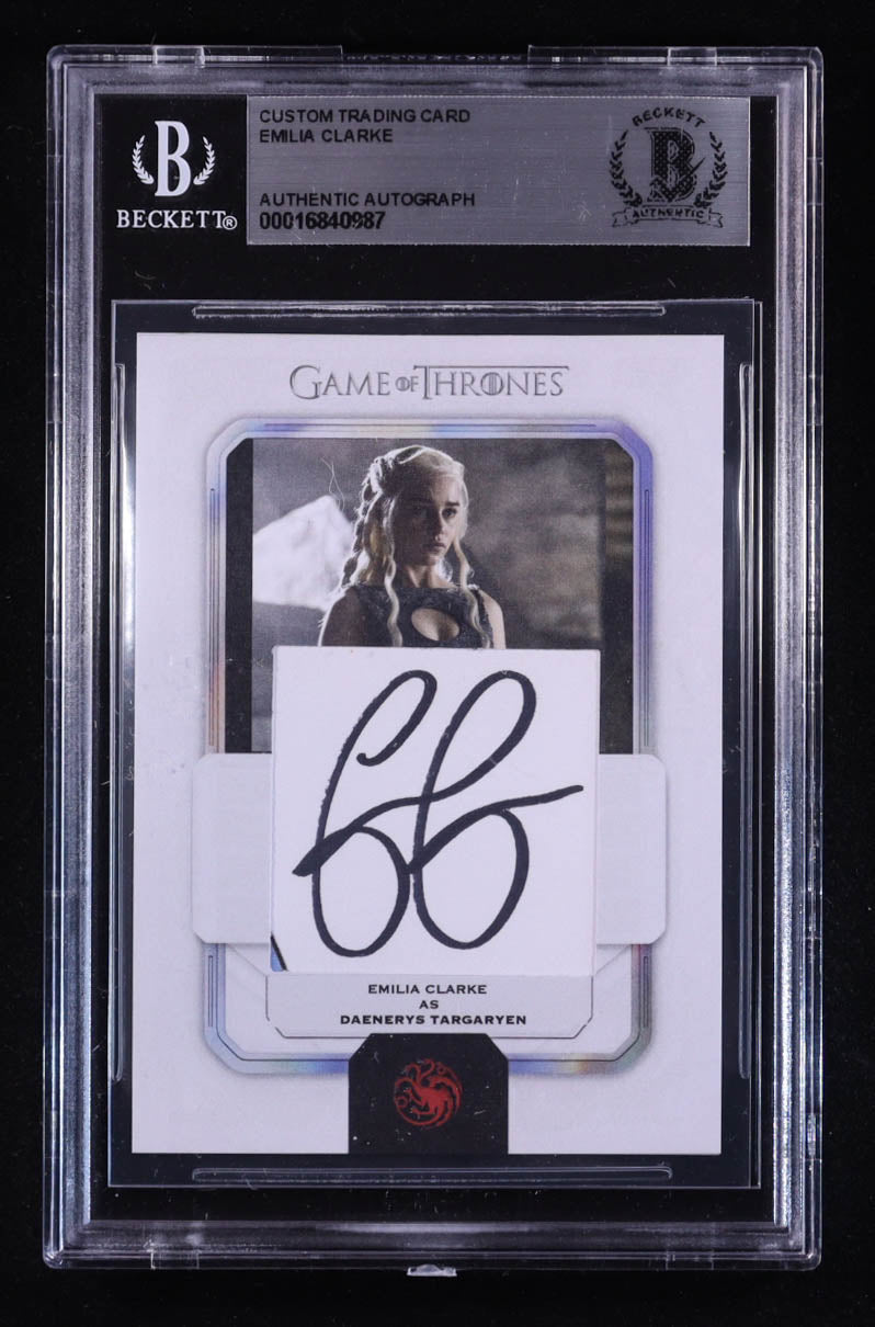 Authentic Emilia Clarke Autographed Game of Thrones Custom Trading Card BGS Slab