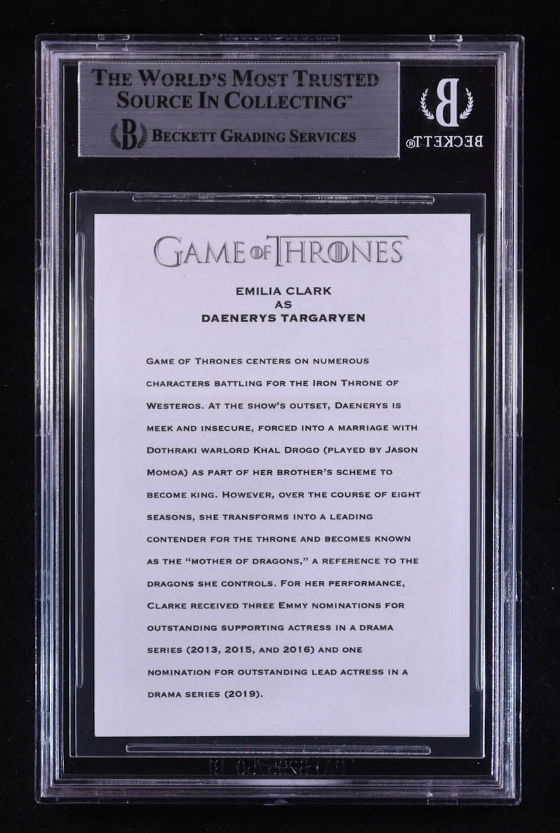 Authentic Emilia Clarke Autographed Game of Thrones Custom Trading Card BGS Slab