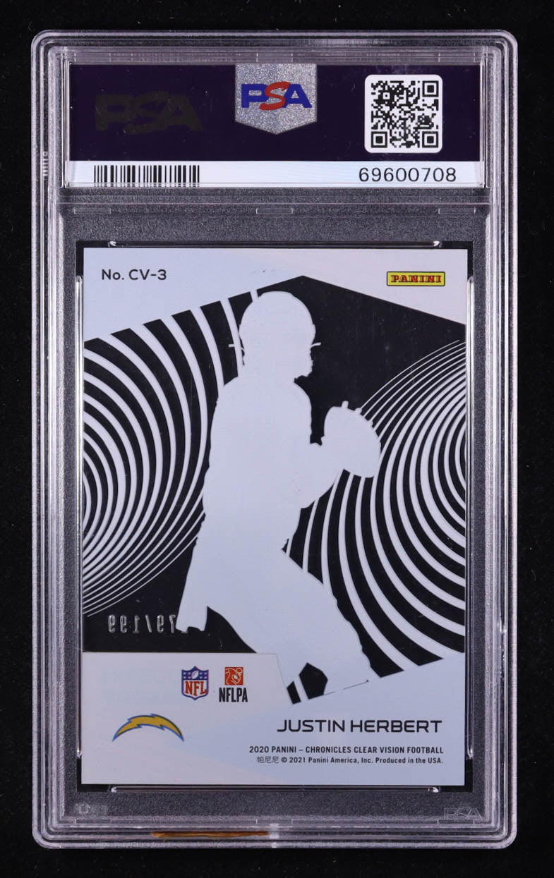 Justin Herbert 2020 Panini Clear Vision Rookies Red #3 #179/199 RC (PSA 9)