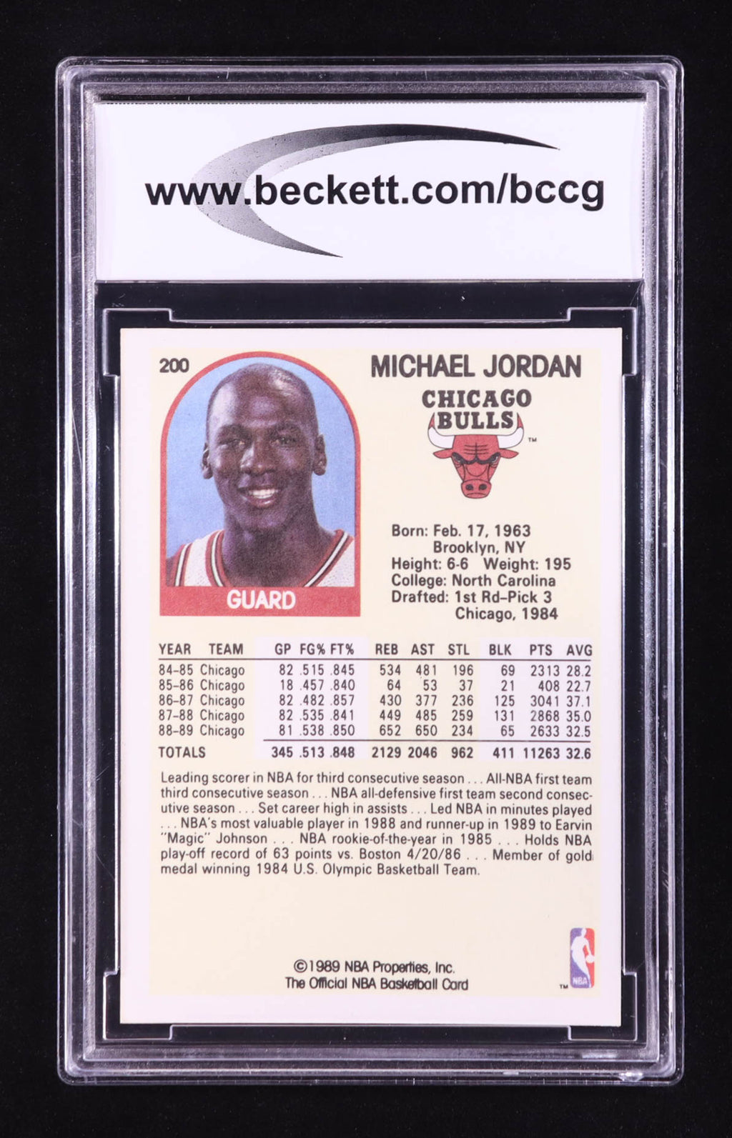 Authentic Michael Jordan 1989-90 Hoops #200 BCCG 10 Card