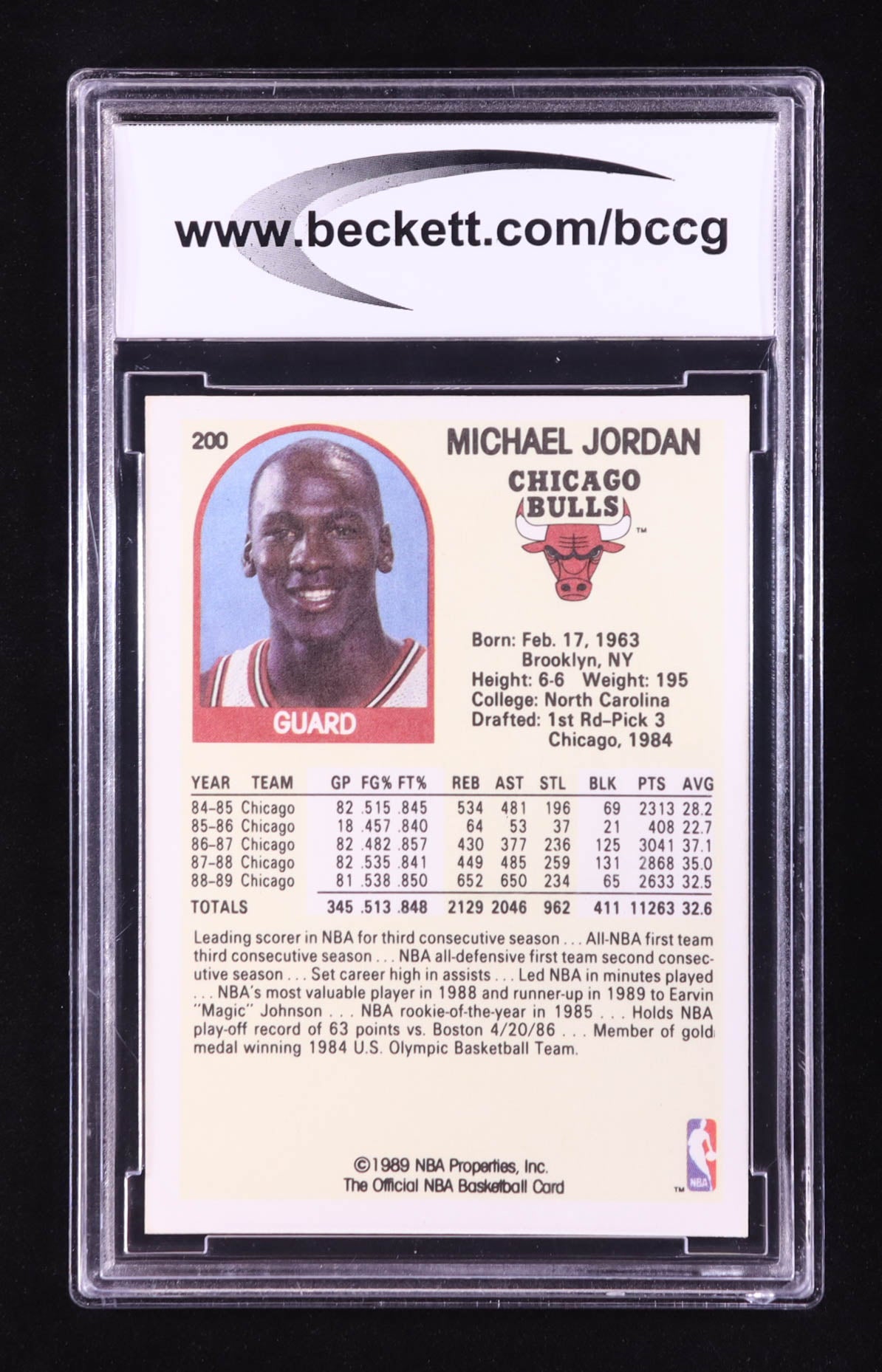 Authentic Michael Jordan 1989-90 Hoops #200 BCCG 10 Card