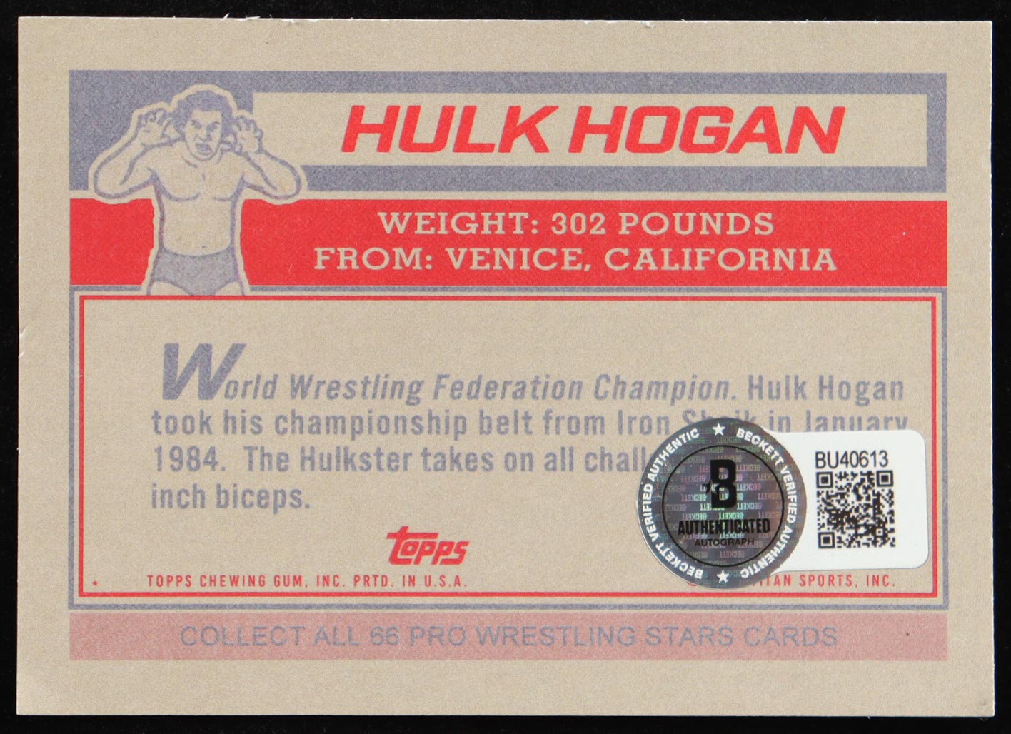 Authentic Hulk Hogan Autographed Reprint Trading Card Beckett COA