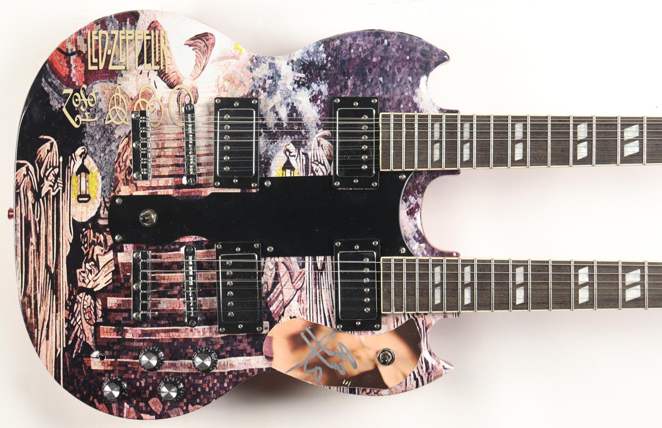 RARE!!  Jimmy Page Signed Full-Size 43" Double-Neck Electric Guitar (REAL)