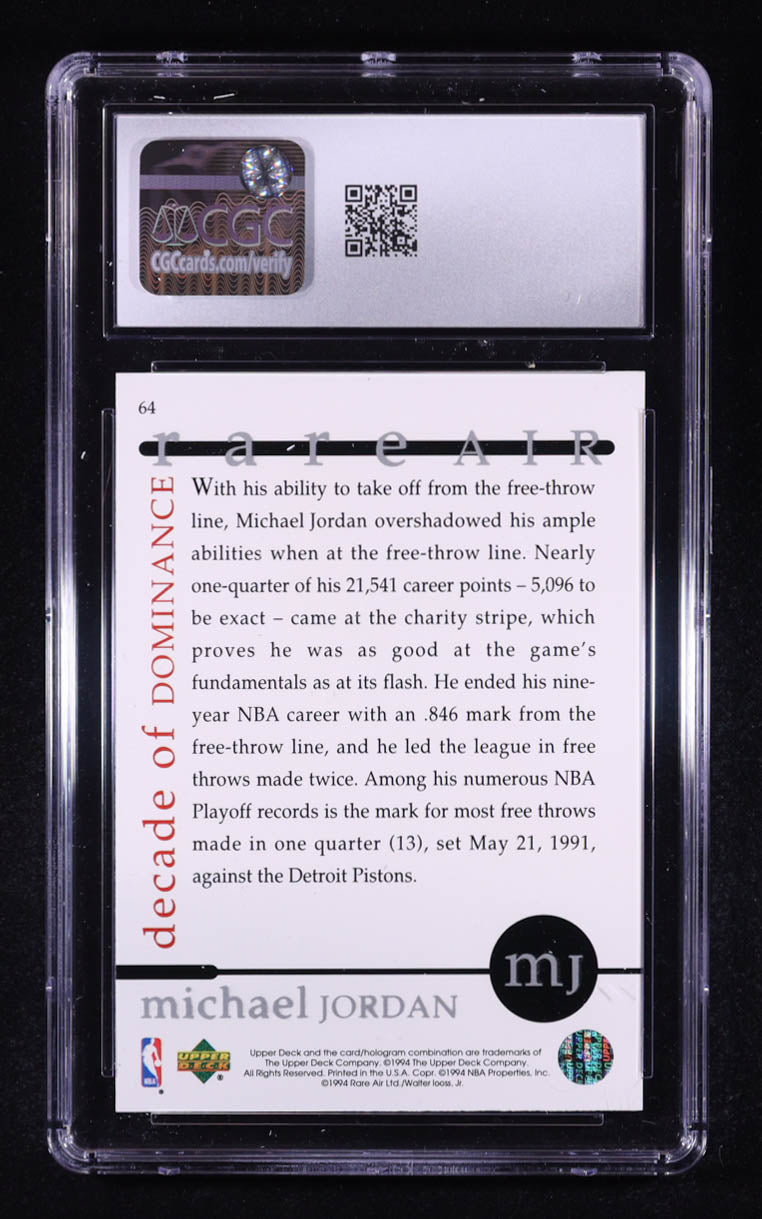 Michael Jordan 1994 Upper Deck Jordan Rare Air #64 (CGC 9.5)
