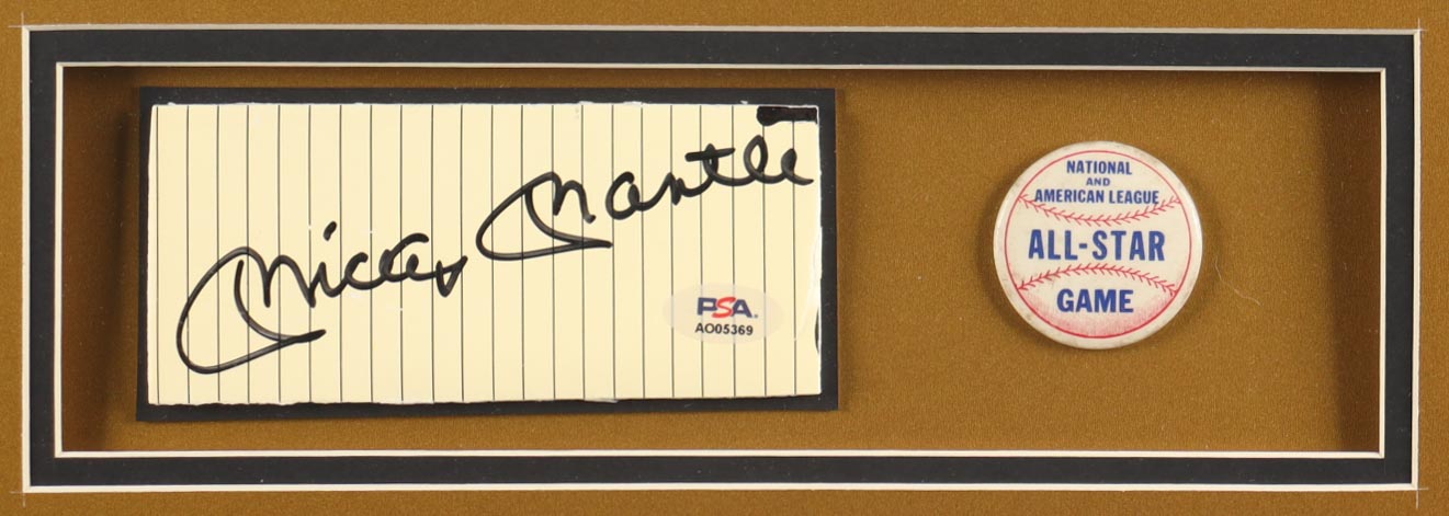 Authentic Mickey Mantle Autographed Custom Framed Cut Display with Jersey and All-Star Pin PSA COA