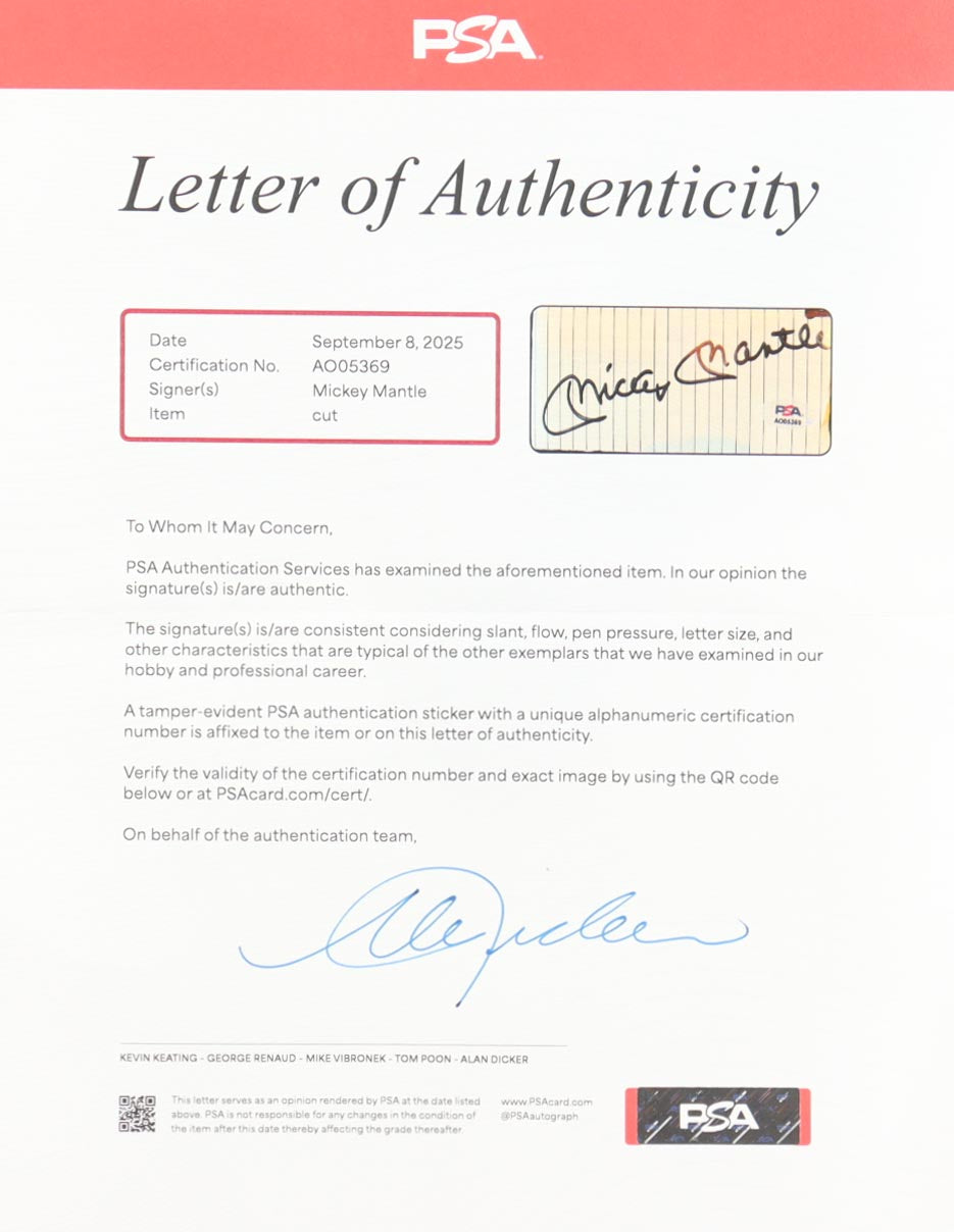 Authentic Mickey Mantle Autographed Custom Framed Cut Display with Jersey and All-Star Pin PSA COA