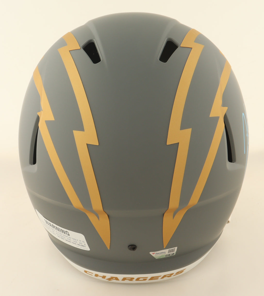 Authentic Justin Herbert Autographed Chargers Slate Full-Size Speed Helmet Fanatics COA