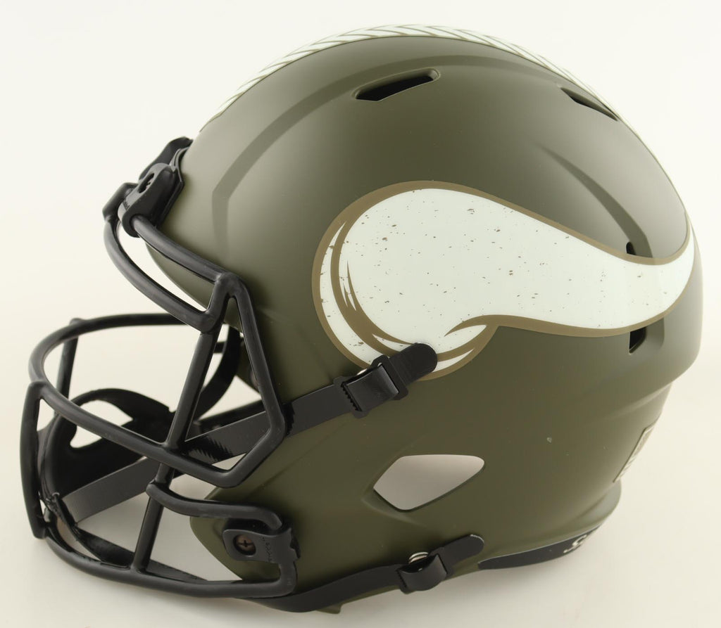 Authentic Adrian Peterson Autographed Vikings Salute To Service Full-Size Speed Helmet Schwartz COA