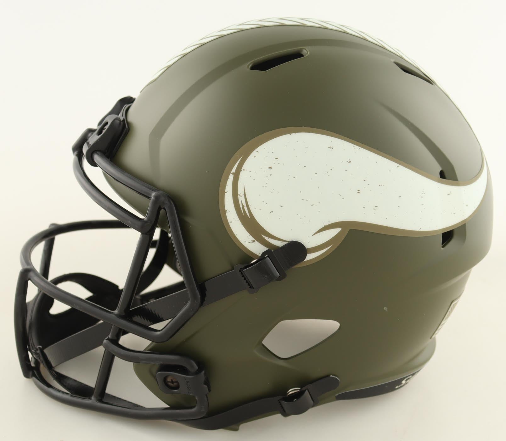 Authentic Adrian Peterson Autographed Vikings Salute To Service Full-Size Speed Helmet Schwartz COA