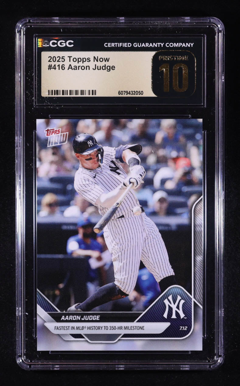Authentic Aaron Judge 2025 Topps Now #416 CGC 10 Pristine Black Label Card