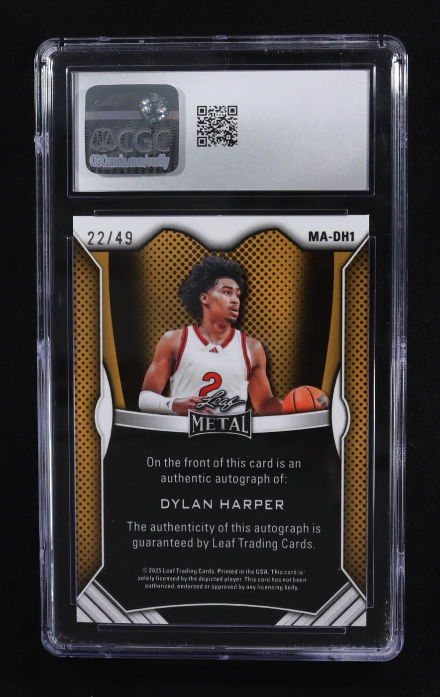 Dylan Harper 2025 Leaf Web Exclusives Metal White Kaleidoscope Autograph #MA-DH1 RC /49 | CGC 10 Auto 10 Gem Mint Rookie