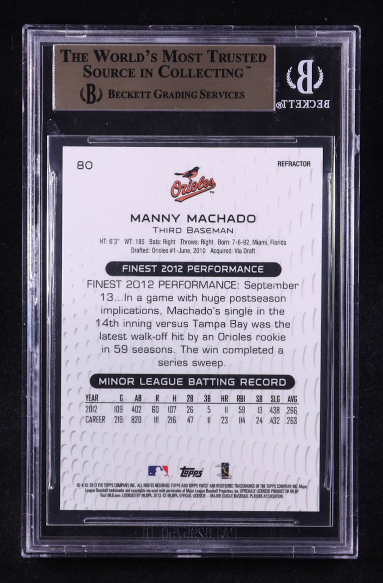 Authentic Manny Machado 2013 Finest Refractors 80 BGS 9.5 Rookie Card