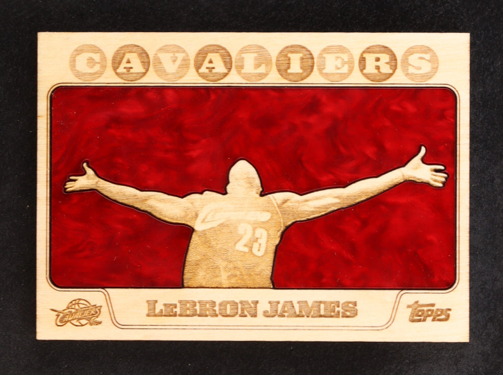 Authentic LeBron James Custom Wood Art Trading Card