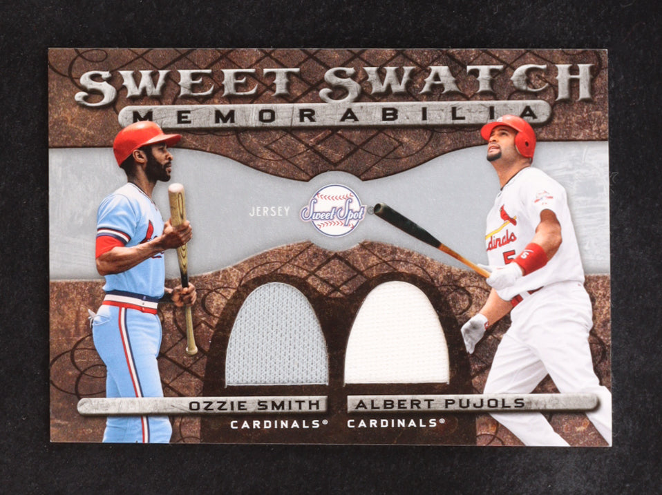 Authentic Albert Pujols Ozzie Smith 2009 Sweet Spot Swatches Dual DSSP Card