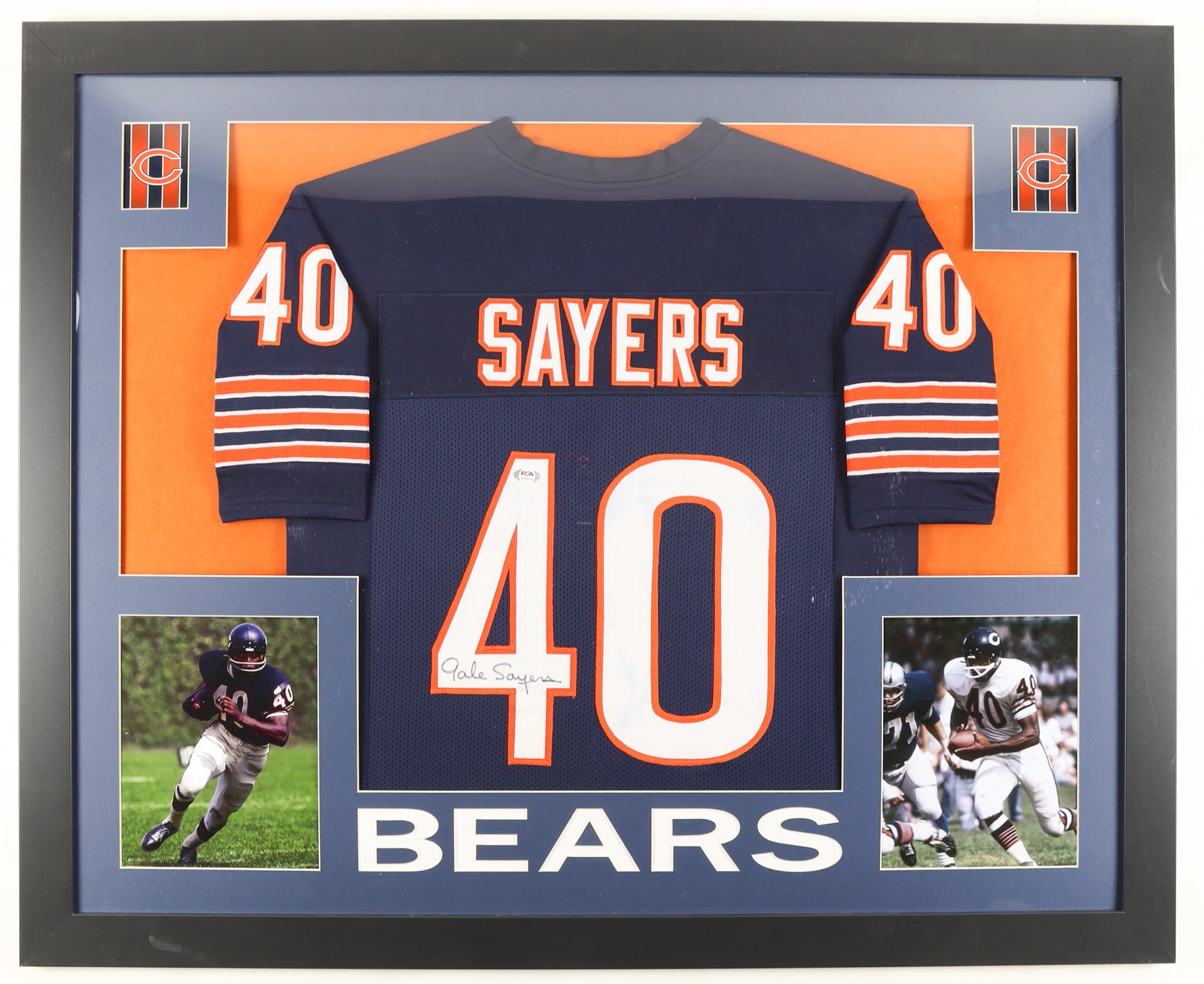 Authentic Gale Sayers Autographed Custom Framed Jersey Display PSA COA