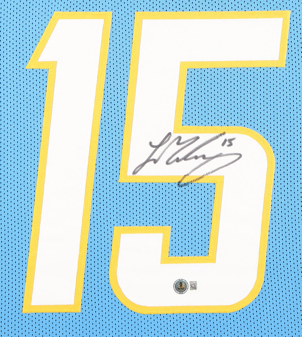 Authentic Ladd McConkey Autographed Custom Framed Jersey Display Beckett COA
