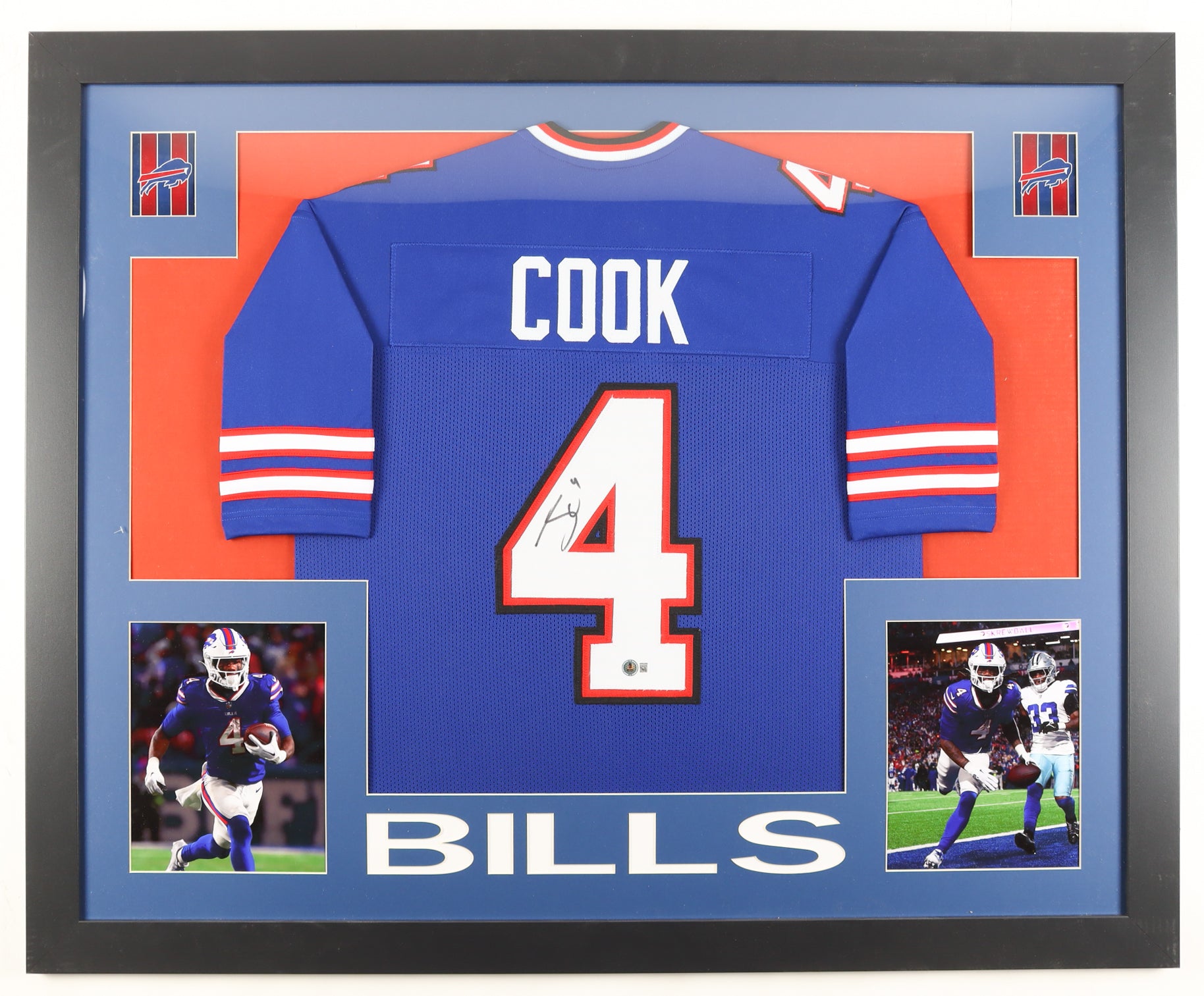 James Cook Autographed Custom Framed Football Jersey Display | Beckett Certified Signature | NFL Memorabilia