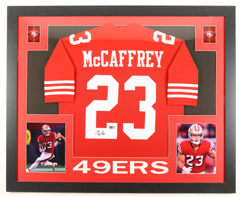 Authentic Christian McCaffrey Autographed Custom Framed Jersey Display PIA COA