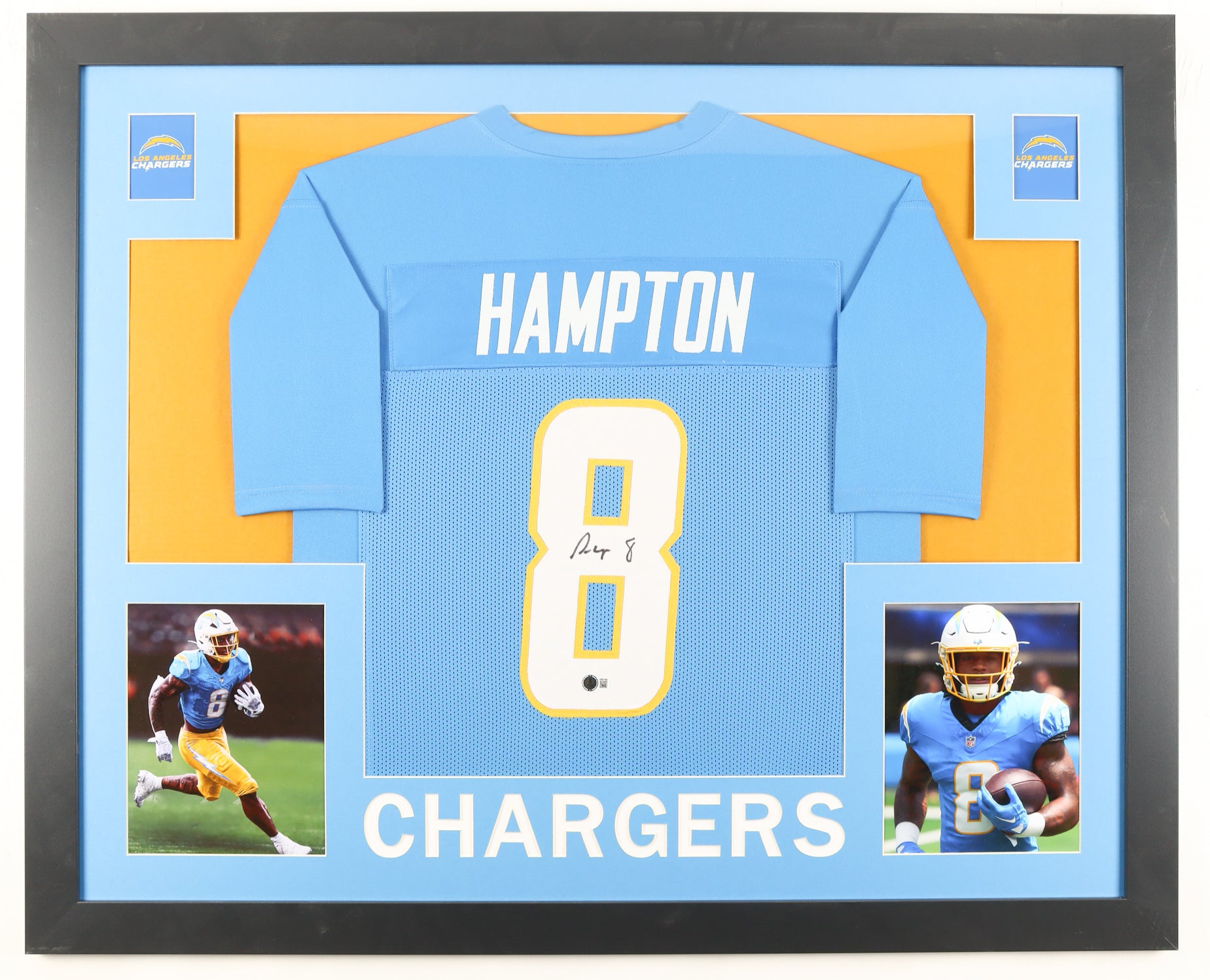 Authentic Omarion Hampton Autographed Custom Framed Jersey Display Beckett COA